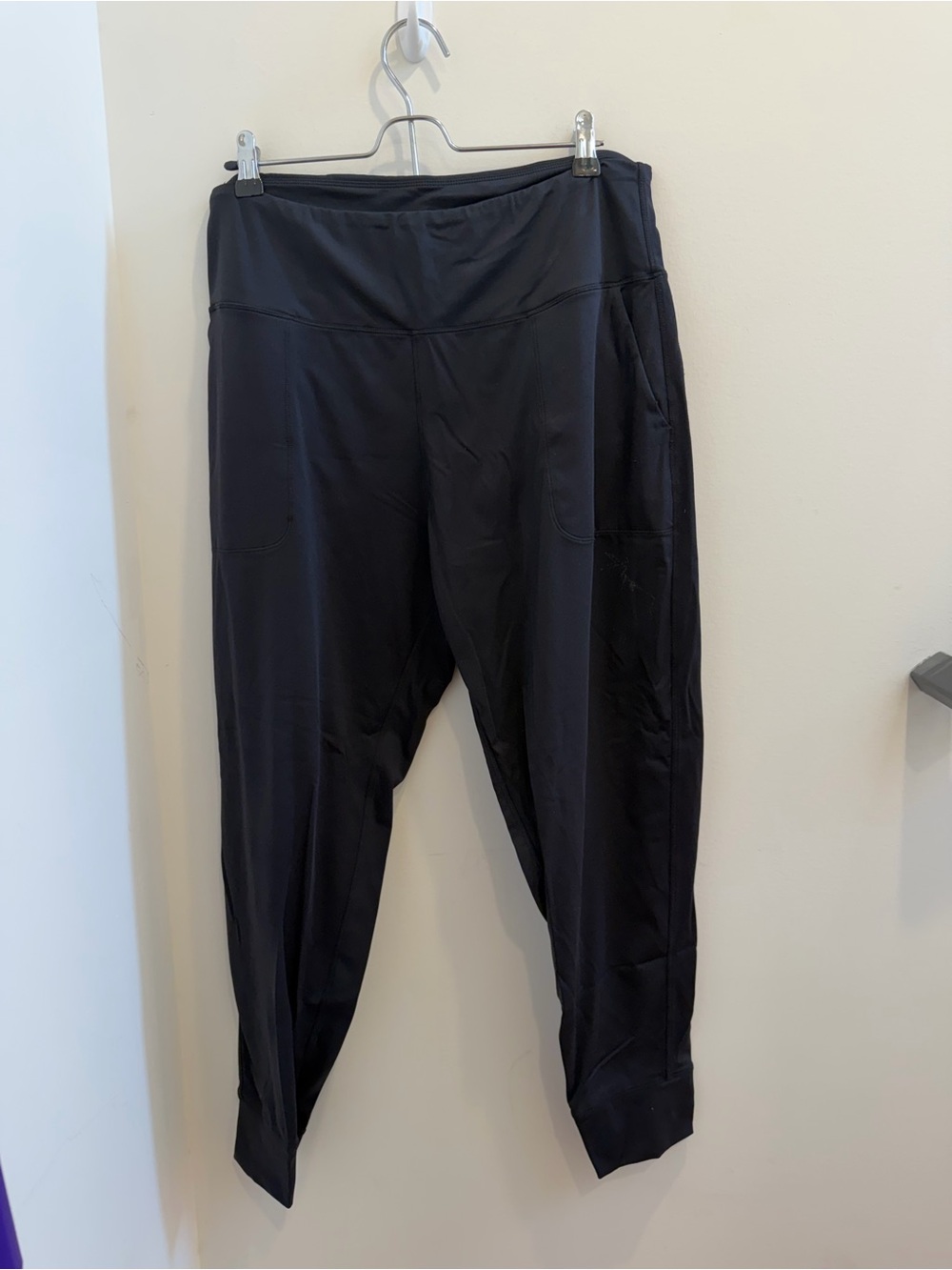 High-Rise Black Jogger Pants with Side Pockets
